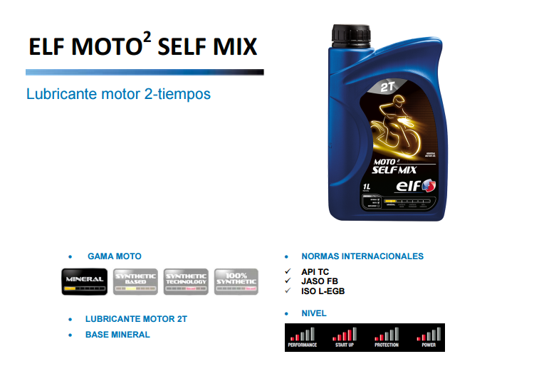 ACEITE ELF MOTO 2 SELF MIX 1 L.